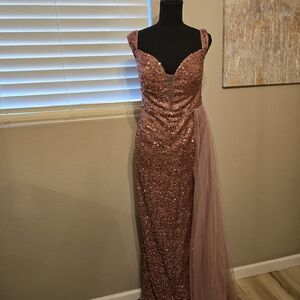 Elegant Sequin Evening Gown, Off Shoulder
